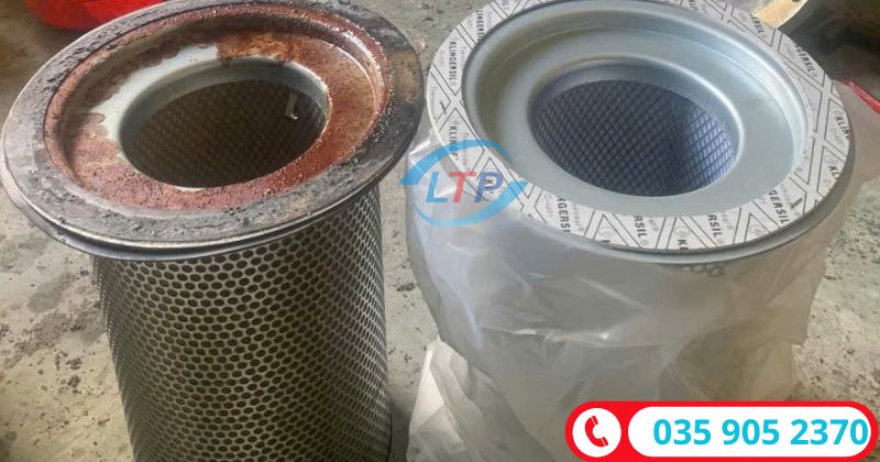 thay lọc tách dầu máy nén khí trong quá trình bảo dưỡng