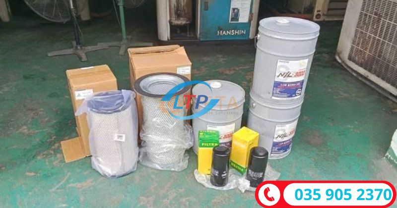 Thay lọc dầu, thay dầu máy nén khí Hanshin - Lộc Thiên Phát