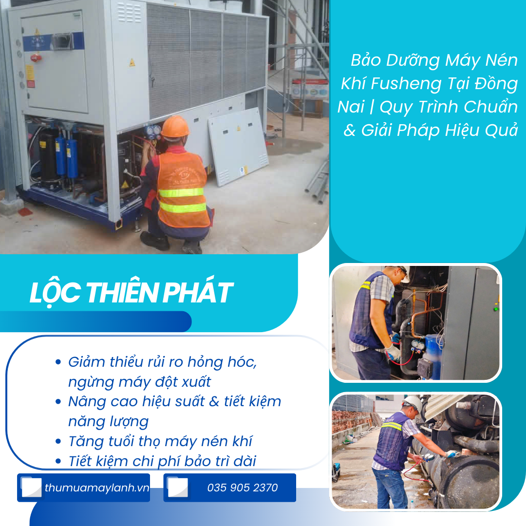Bảo Dưỡng Máy Nén Khí Fusheng Tại Đồng Nai | Quy Trình Chuẩn & Giải Pháp Hiệu Quả